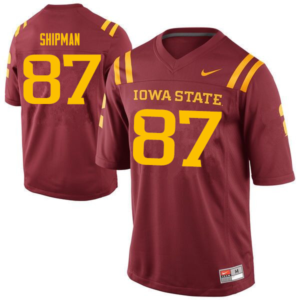 Men #87 Zach Shipman Iowa State Cyclones College Football Jerseys Sale-Cardinal